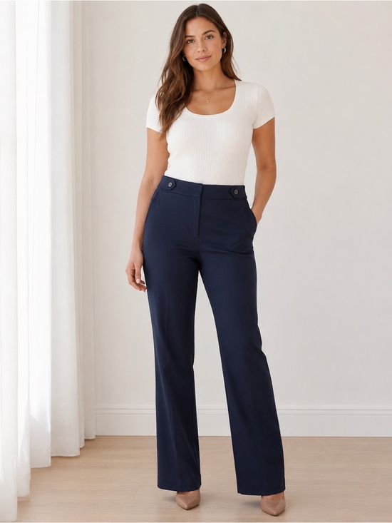 LOFT Pants - LOFT Classic Navy Work Pants - Women Julie Curvy through Hip trousers
